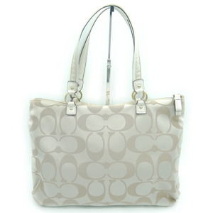 Coach Daisy Poppy Signature Tote Bag Tan White